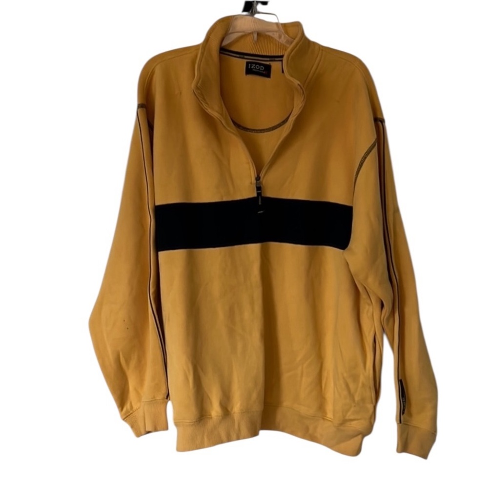 IZOD PerformX size XL Men's Yellow and Navy 1/4 Zip Sweatshirt